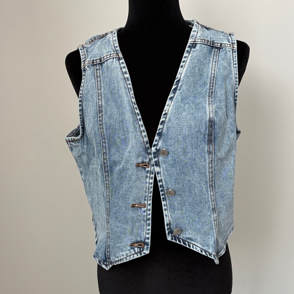Western Denim Button-Up Vest